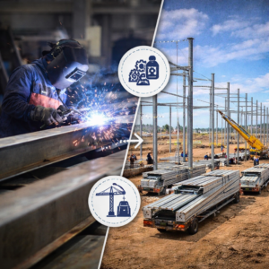 Pre-engineered steel structure installation at industrial site in India 2026